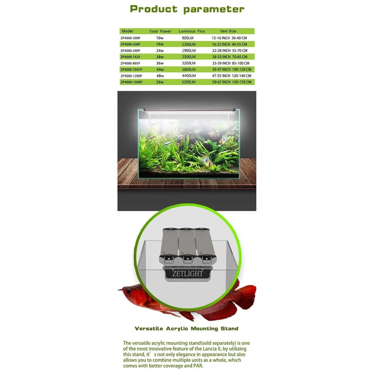 Zetlight Lancia 2 Tropical Plant Tank LED Light